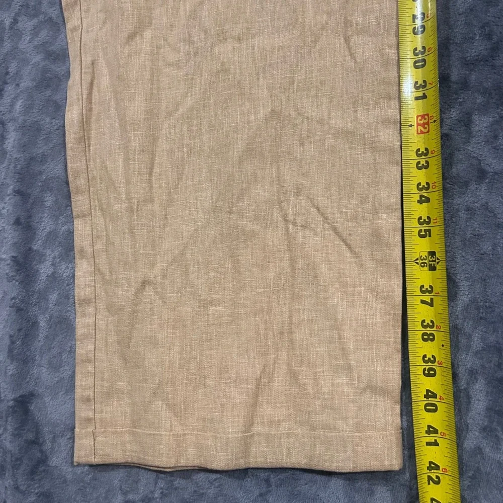 Rocawear Mens Tan Linen Blend Wide Leg Pants Y2K Baggy Khaki Trousers 36x36